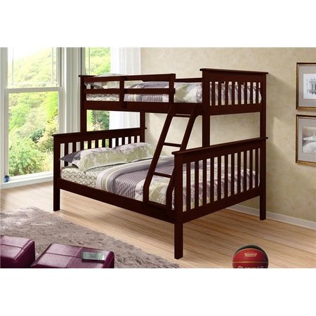 PIVOT DIRECT Pivot Direct PD-122-3CP Donco Kids Mission Bunkbed with Slat-Kits Mattress Ready -Twin - Full-Color- Cappucino PD_122_3CP